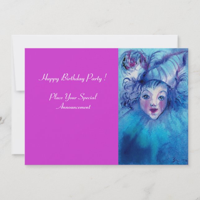 INVITATION CLOWN EN BLEU (Devant)