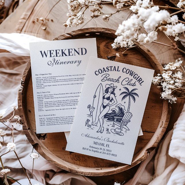 Invitation Club de plage Coastal Cowgirl Bachelorette (Créateur téléchargé)