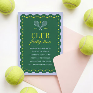 Invitation Club de Tennis Vert + Violet Fête d'Anniversaire A