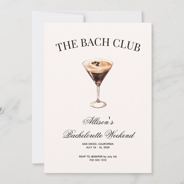 Invitation Club Social Itinéraire Cocktail Espresso Bach et (Devant)