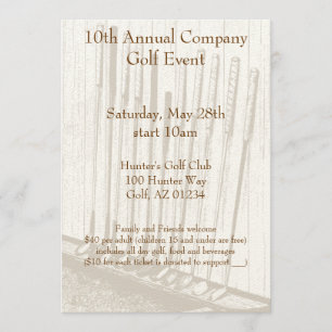 Invitation Clubs de golf jaunes et Brown antiques vintages