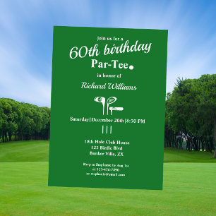 Invitation Clubs de golf Par Tee Vert Blanc Hommes 60e annive