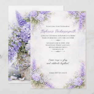 Invitation Clusters Floraux Violets Lavande pour Anniversaire
