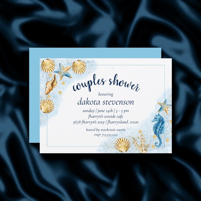 Invitation Coastal Chic | Coral Reef Nautical Pastel Douche (Créateur téléchargé)