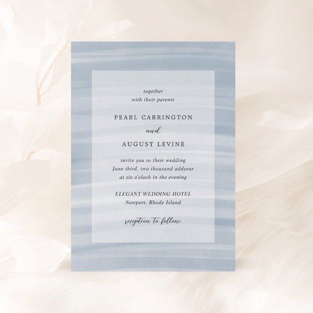 Invitation Coastal Chic Muted Blue Mariage élégant (Créateur téléchargé)