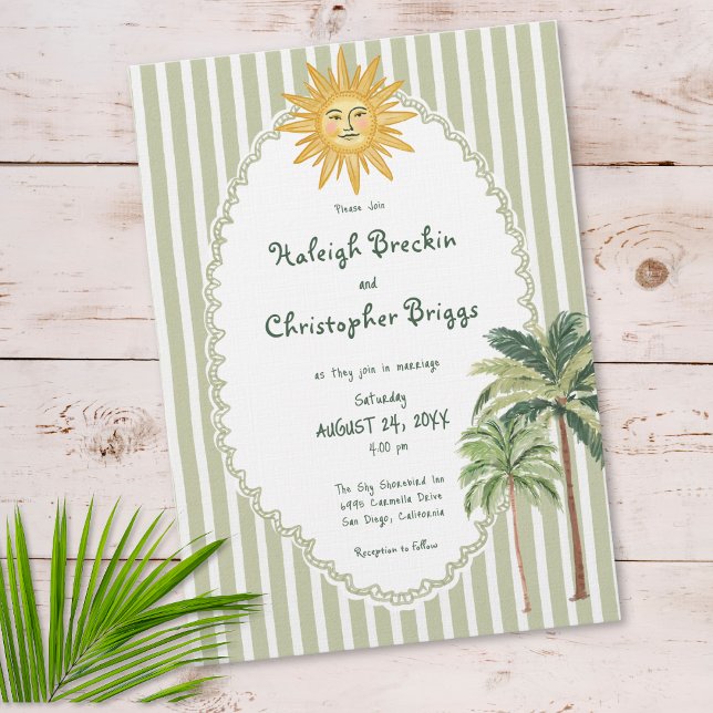 Invitation Coastal Chic Sun Palm Tree Wedding (Coastal Chic Sun Palm Tree Wedding Invitation)