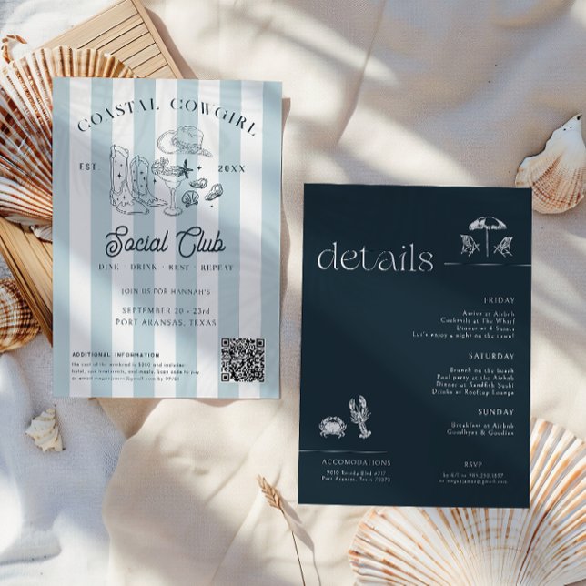 Invitation Coastal Cowgirl | Fin de semaine de bachelorette (Créateur téléchargé)