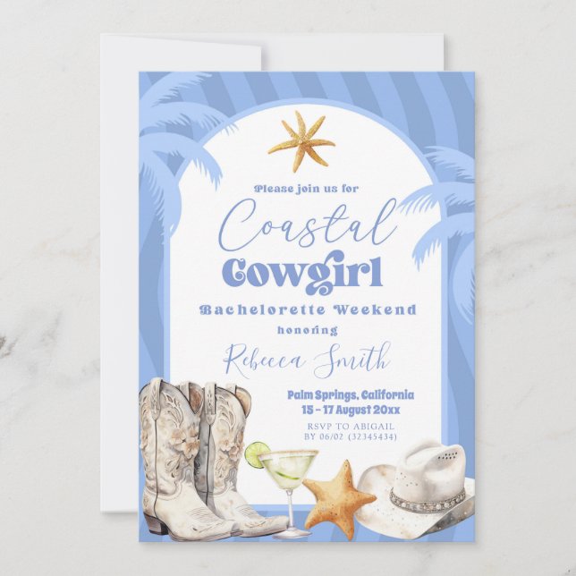 Invitation Coastal Cowgirl Summer Bachelorette (Devant)