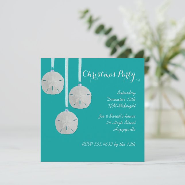 Invitation Coastal Holiday House Party Turquoise (Debout devant)