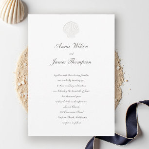 Invitation Coastal Nautical Shell Classic Script Mariage pur