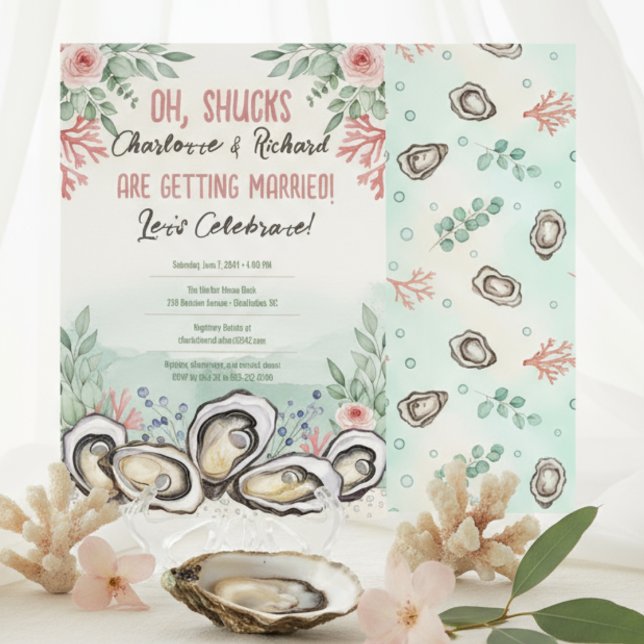 Invitation Coastal Oyster Theme Couples Wedding Shower (Coastal Oyster Theme Couples Wedding Shower Invitation)