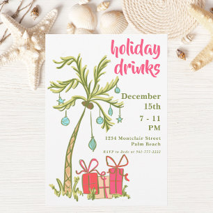 Invitation Coastal Palm Tree Vacances Boissons Fête Invitatio