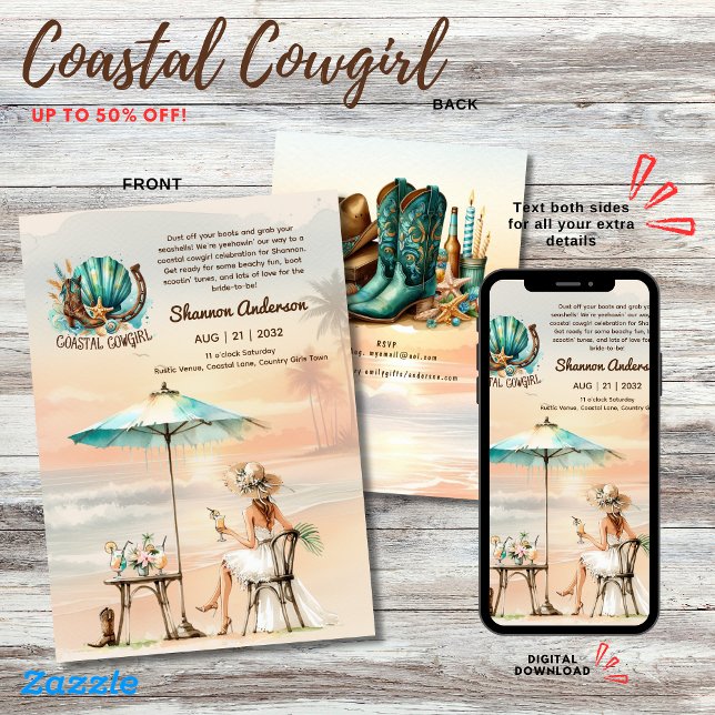 Invitation ⭐ Coastale fille Rustic Beach Bachelorette (Créateur téléchargé)
