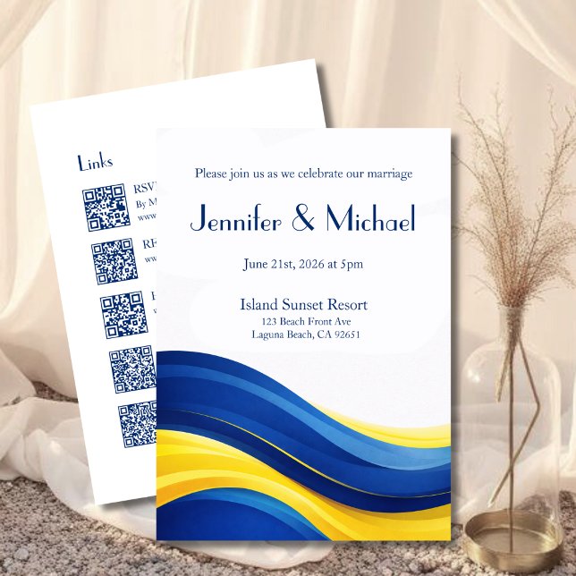 Invitation Cobalt Blue & Lemon Yellow All in One Wedding  (Cobalt Blue & Lemon Yellow All in One Wedding Collection)