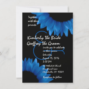 Invitation Cobalt Blue Sunflower Modèle Mariage moderne