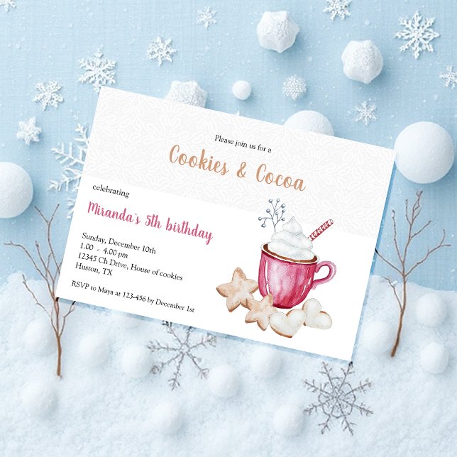 Invitation Coca Chaud De Noël Et Cookies Aquarelle (Créateur téléchargé)