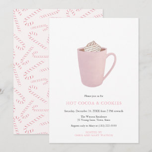 Invitation Coca chaud rose et biscuits fête de Noël