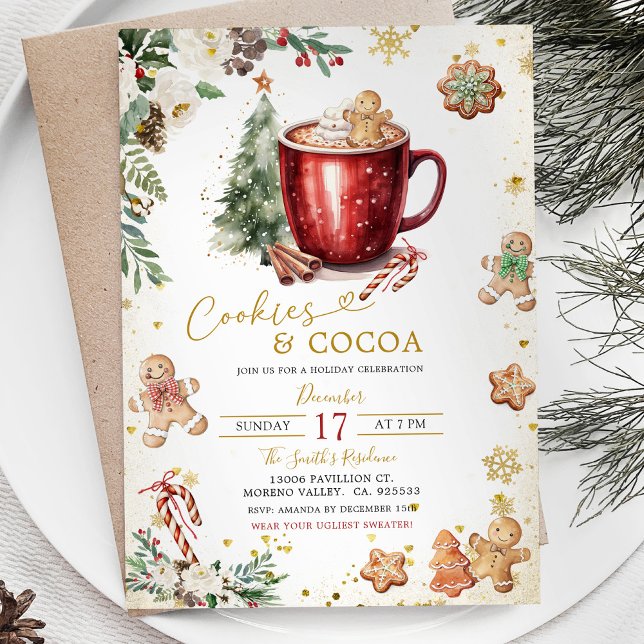 Invitation Coca-Coa Blanc Saupoudré Fête de la Maison de Noël (Créateur téléchargé)