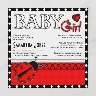 Invitation Coccinelle de rouge d'invitation de baby shower de