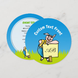 Invitation Cochon avec signe