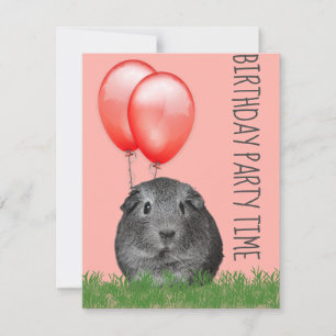 Invitation Cochon d'Inde Ballons Rouges Anniversaire Personna