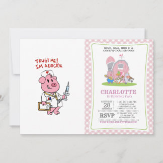 Invitation Cochon docteur avec seringue à la main | choisir l