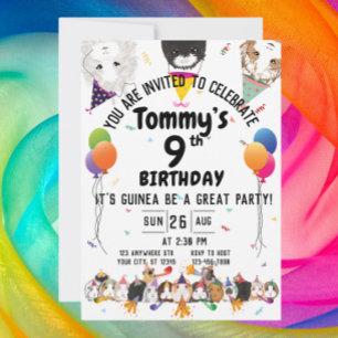 Invitation Cochons et ballons de Guinée mignonne fête d'anniv