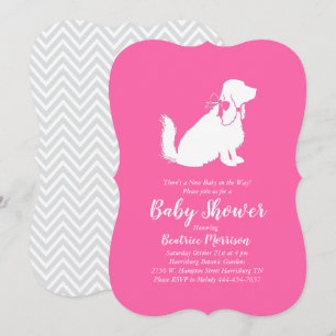 Invitation Cocker Spaniel Chien Baby shower fille rose