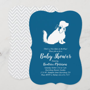 Invitation Cocker Spaniel Chien Baby shower Garçon Bleu
