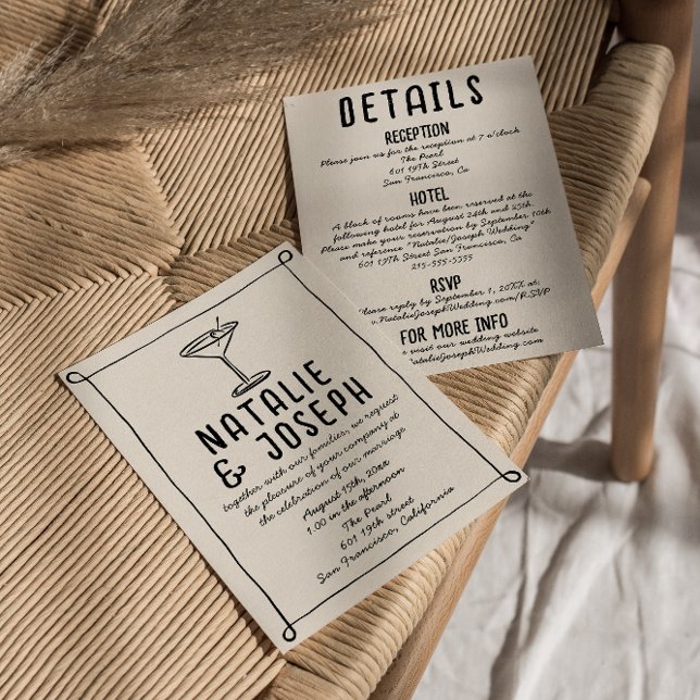 Invitation Cocktail à base de cadres à main rétro tout en un  (Créateur téléchargé)