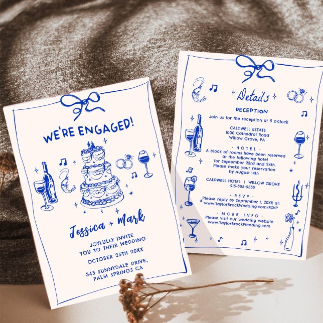 Invitation Cocktail Blue Elegant Champagne Wedding Party (Créateur téléchargé)