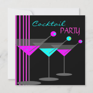 Invitation Cocktail Cocktails Boissons Martini Turquoise Rose