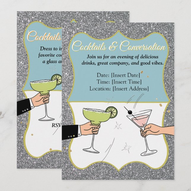 Invitation Cocktail, conversations sophistiquées, boire (Devant / Derrière)