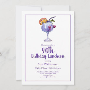 Invitation Cocktail de fête à l'aquarelle 90e anniversaire