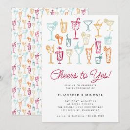 Invitation Cocktail de la partie d'engagement Dessin manuel m