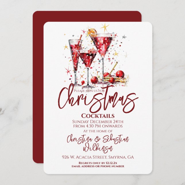 Invitation Cocktail de Noël (Devant / Derrière)