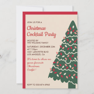 Invitation cocktail de Noël arbre géant classique