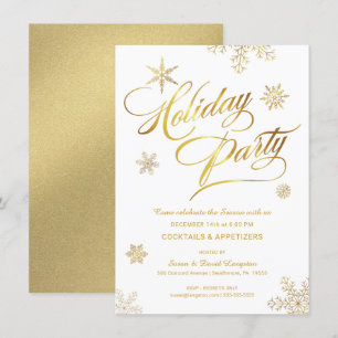 Invitation Cocktail de Noël Faux Gold Foil