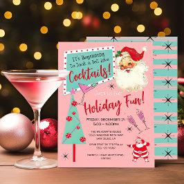 Invitation Cocktail de Noël Retro Père Noël vintage