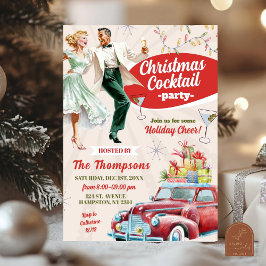 Invitation Cocktail de Noël Retro Vintage