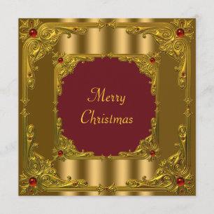 Invitation Cocktail de Noël Rouge & Or Dîner