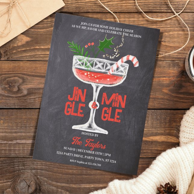 Invitation Cocktail de Noël rustique Jingle et Mingle (Créateur téléchargé)