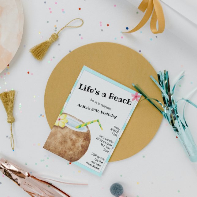 Invitation Cocktail de plage fête d'anniversaire (Créateur téléchargé)