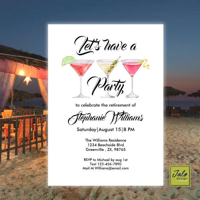 Invitation Cocktail de retraite pour femmes fête d'été (Créateur téléchargé)