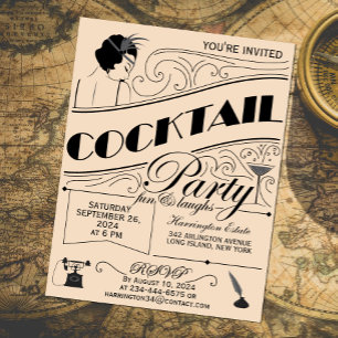 Invitation cocktail de script Whimsical