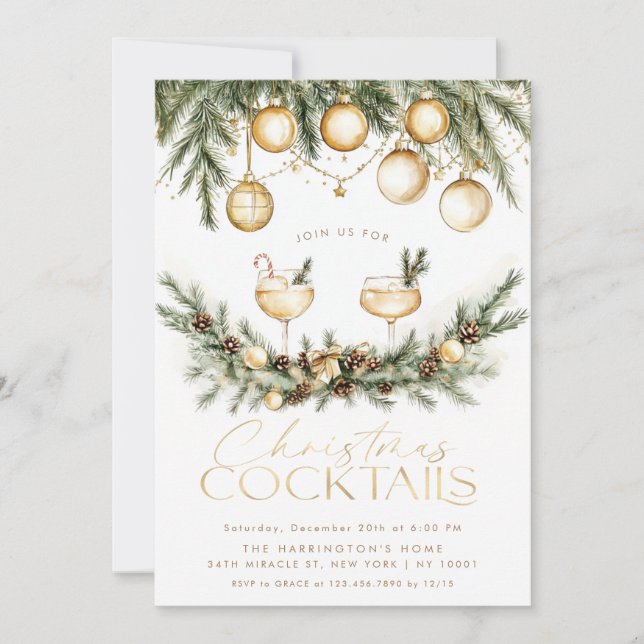 Invitation Cocktail de vacances Boissons modernes Noël Party (Devant)