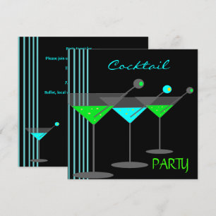Invitation Cocktail d'entreprise Boissons Martini Blue Green