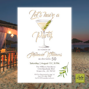 Invitation Cocktail d'été pour femmes 50e fête d'anniversaire
