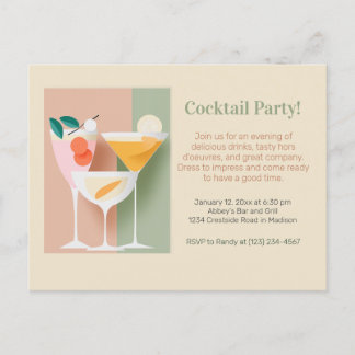 Invitation cocktail d'inspiration rétro