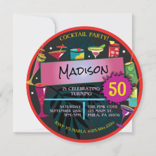Invitation Cocktail Fancy Drinks Vin 50e anniversaire